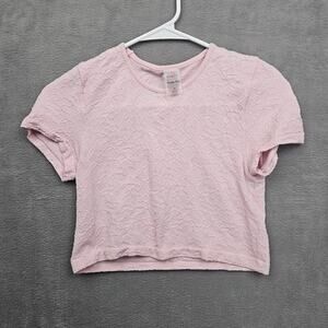 Sunday Best Aritzia Pink Textutrd Floral Crop Top Short Sleeve Medium